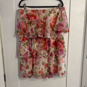 Abercrombie & Fitch Asymmetrical Floral Skirt - Pink and Green